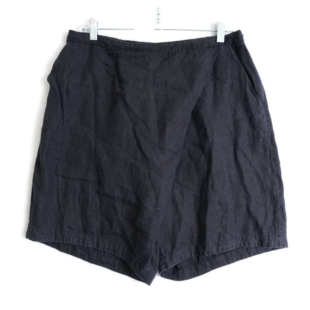 eileen fisher • organic linen faux wrap shorts